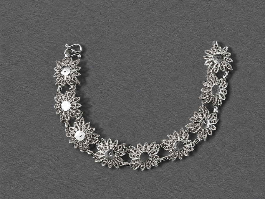 Silver Floral Bracelet