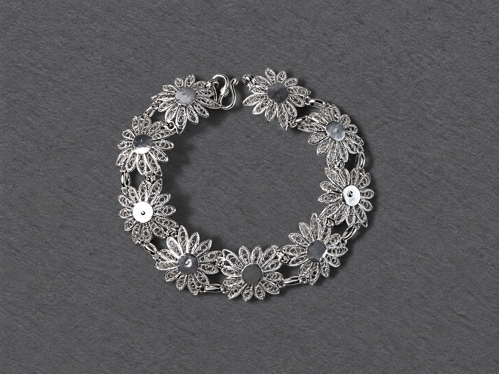 Silver floral bracelet