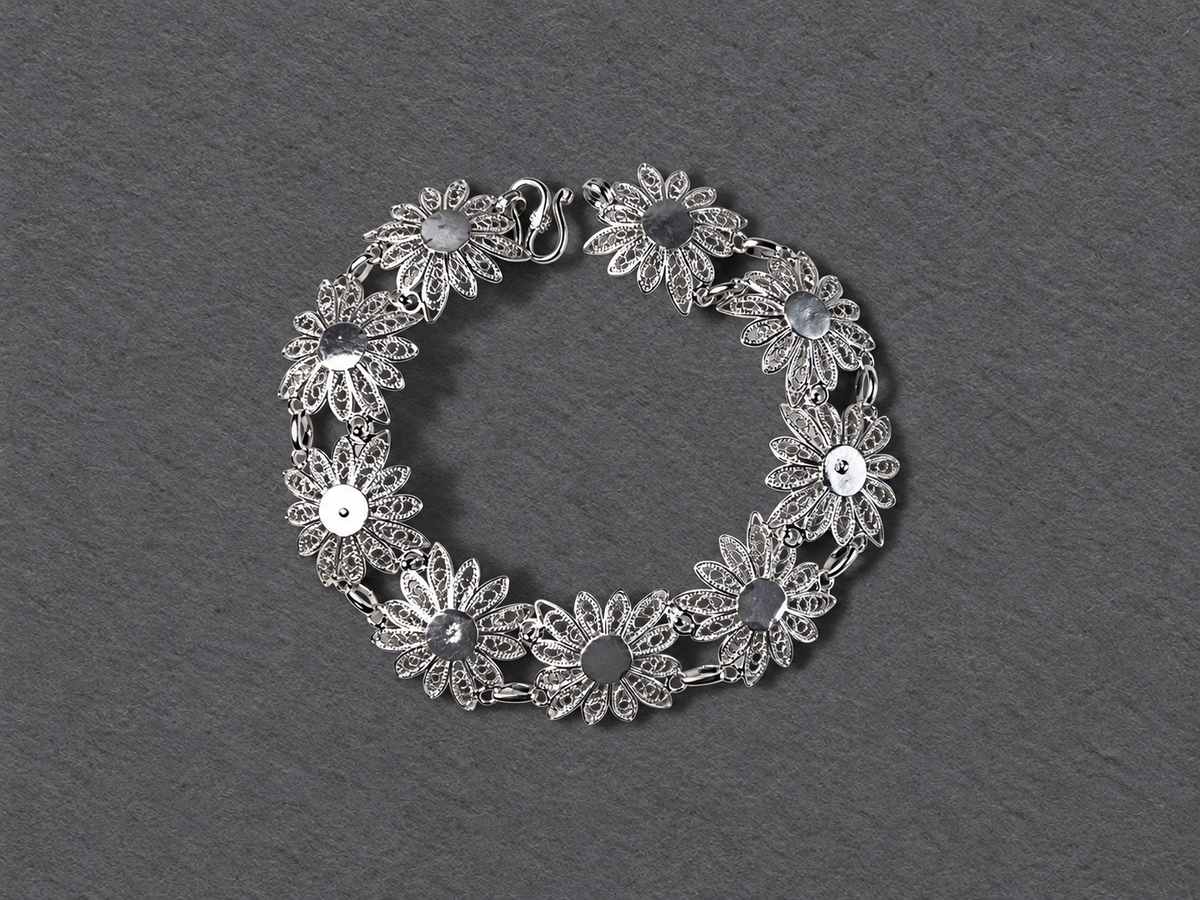 Silver floral bracelet