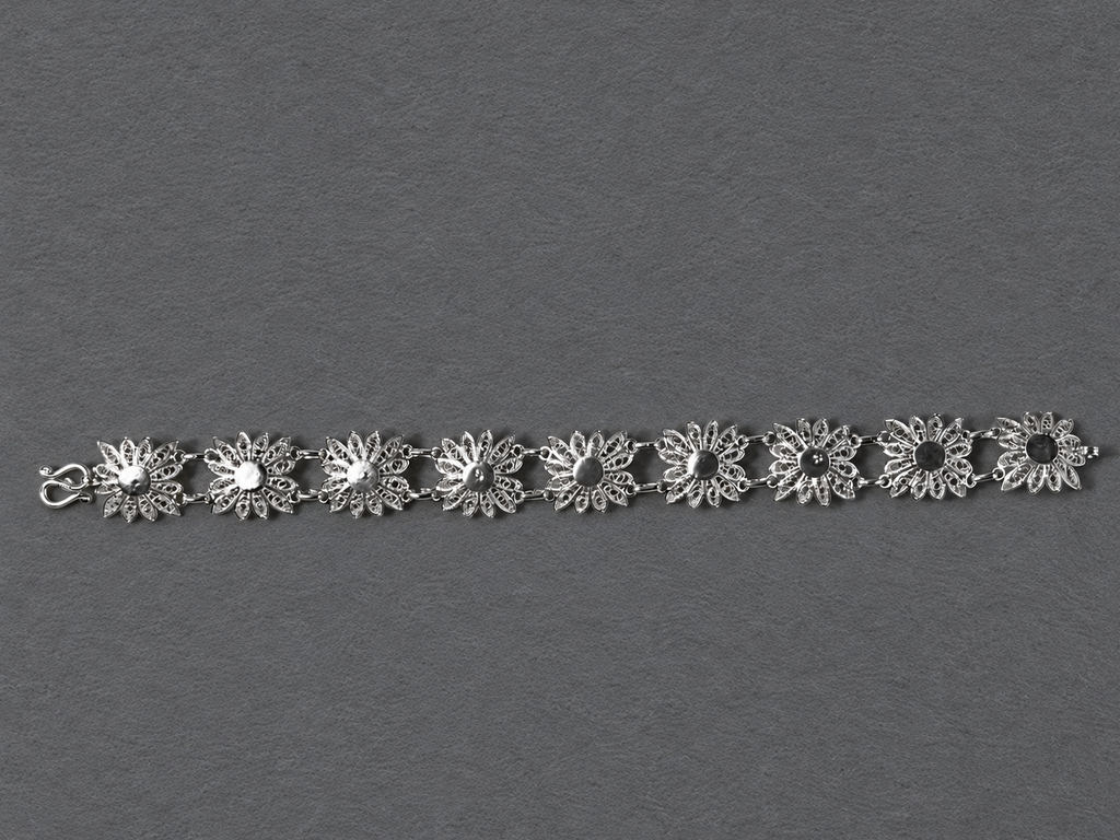Silver floral bracelet