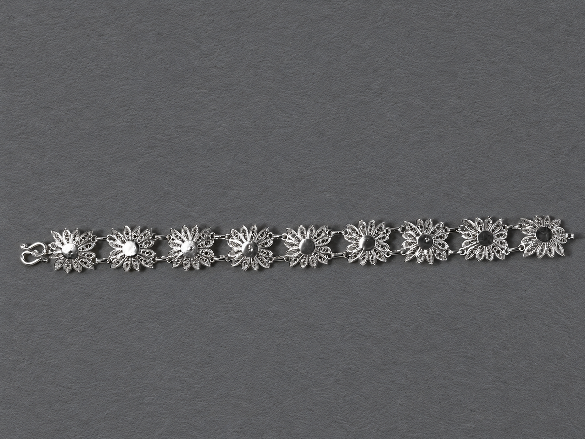 Silver floral bracelet