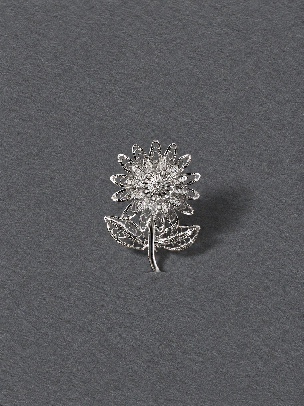 Silver floral brooch