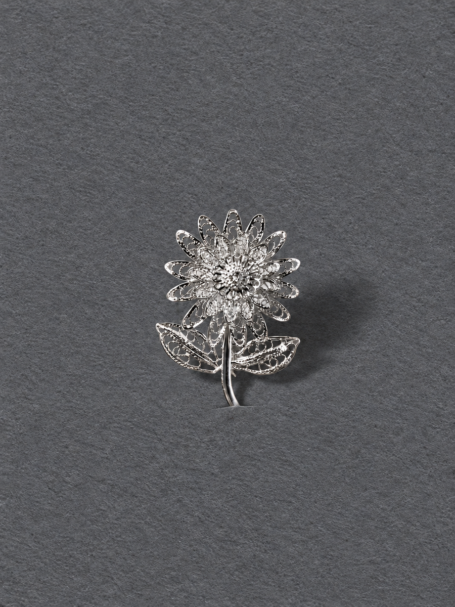 Silver Floral Brooch