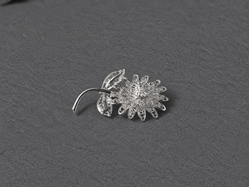 Silver floral brooch