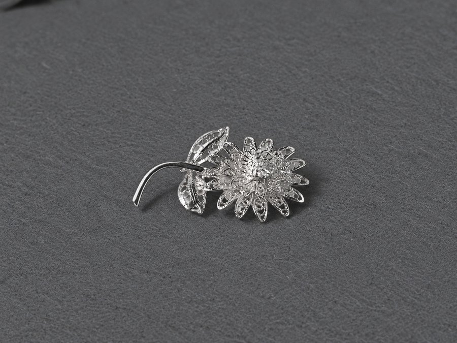Silver Floral Brooch