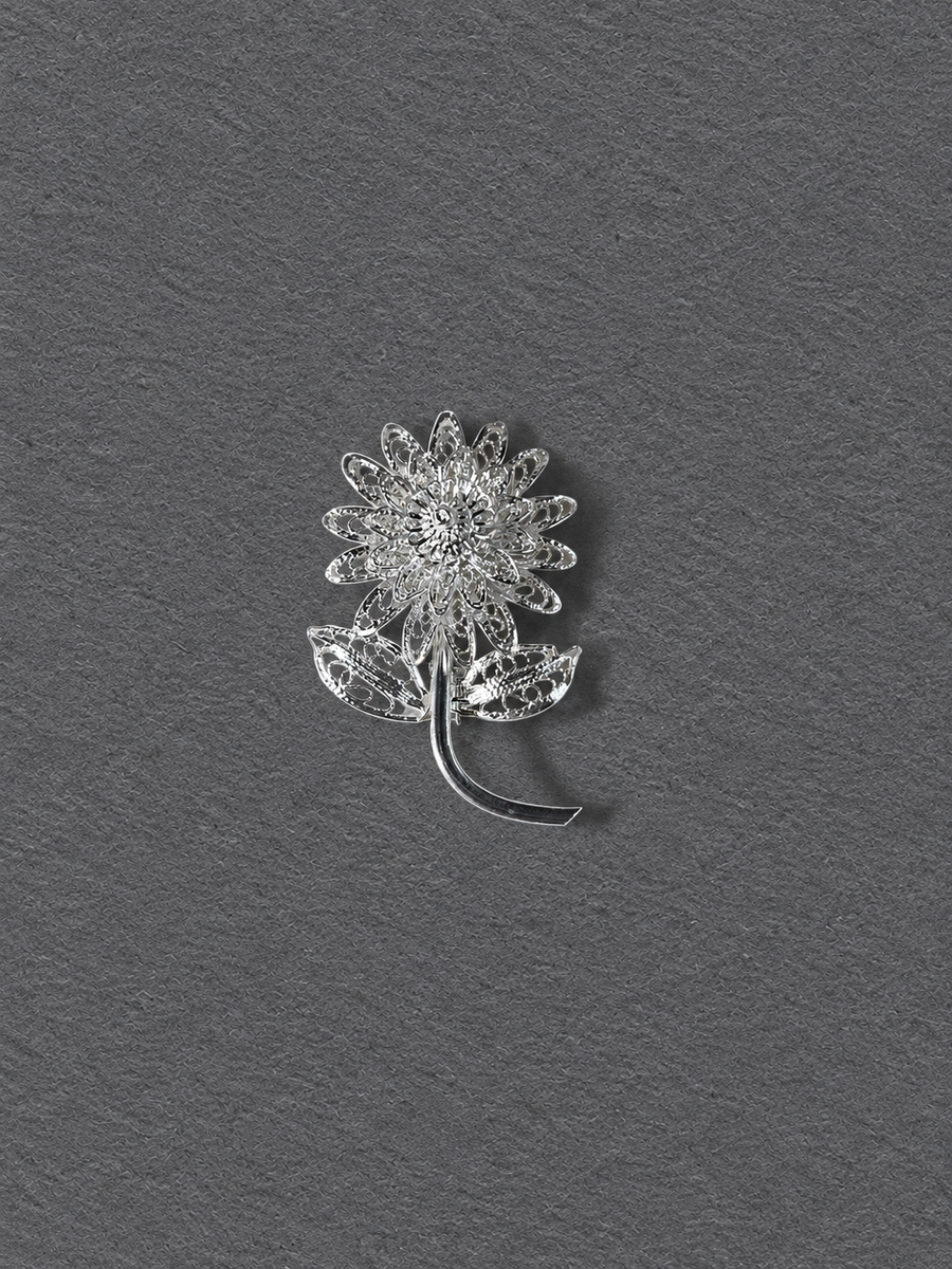 Silver Floral Brooch