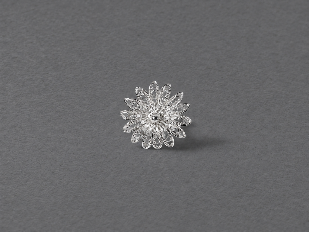 Silver floral hairpin front view
