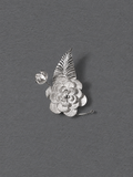 Silver floral leaf brooch alternate view