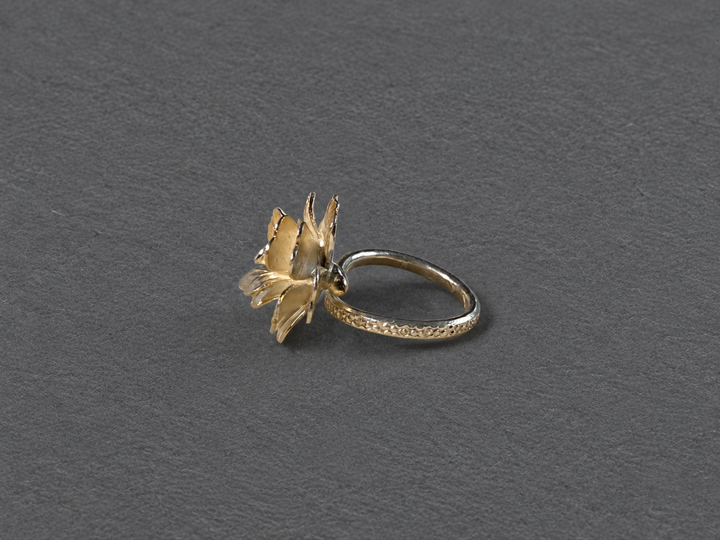 Silver floral ring