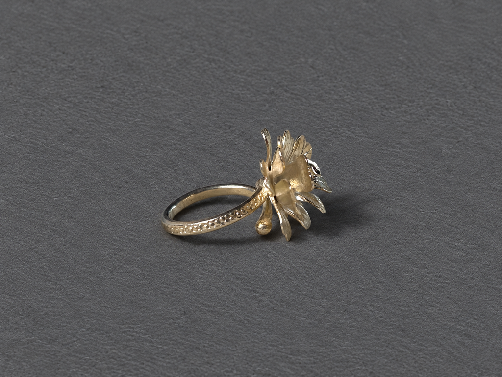 Silver floral ring