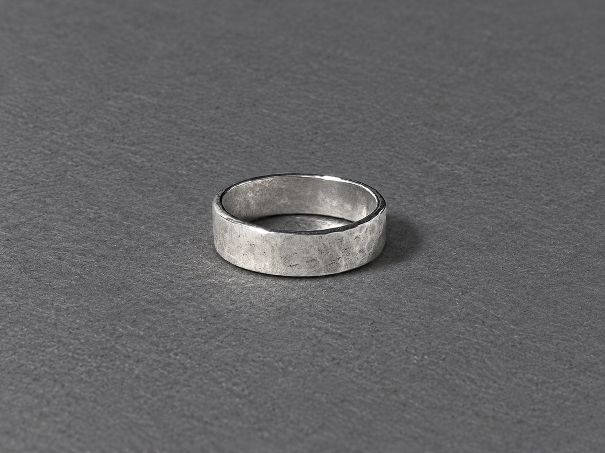 Silver hammered ring