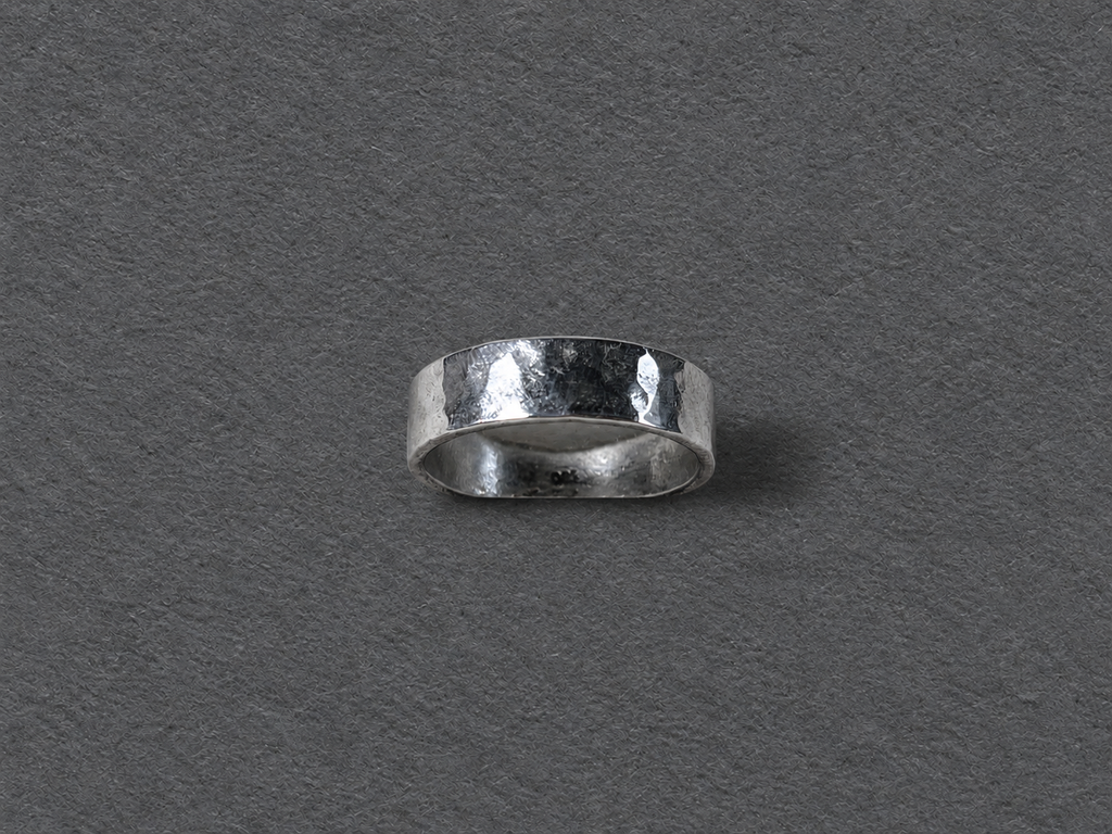 Silver hammered ring
