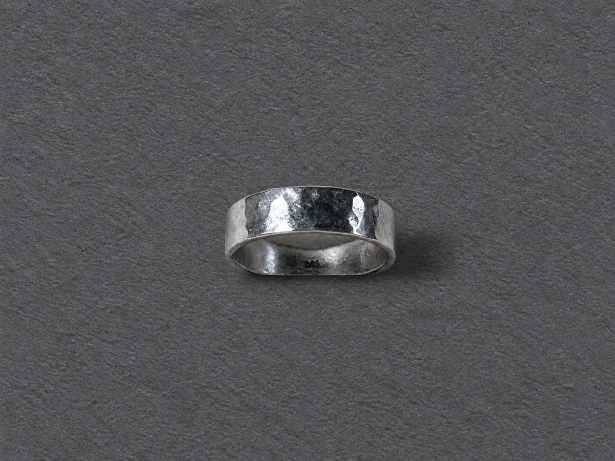 Silver hammered ring