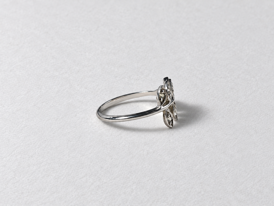Silver Leaf Gemstone Ring