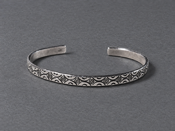 Silver patterned cuff bracelet