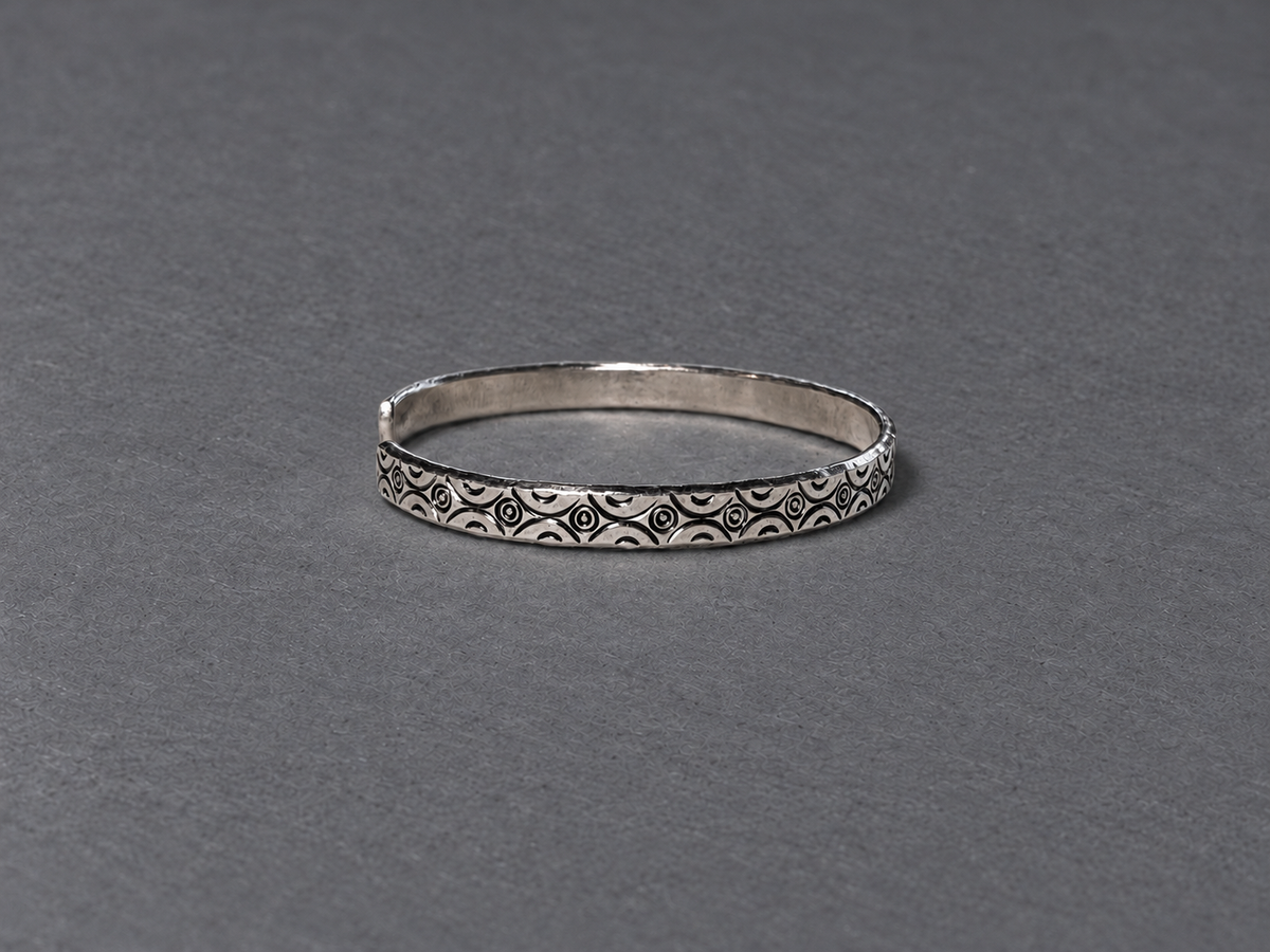 Silver patterned cuff bracelet